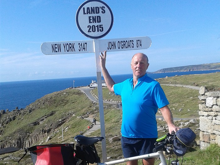 Alan reaches Land’s End in Cornwall after 13 days cycling